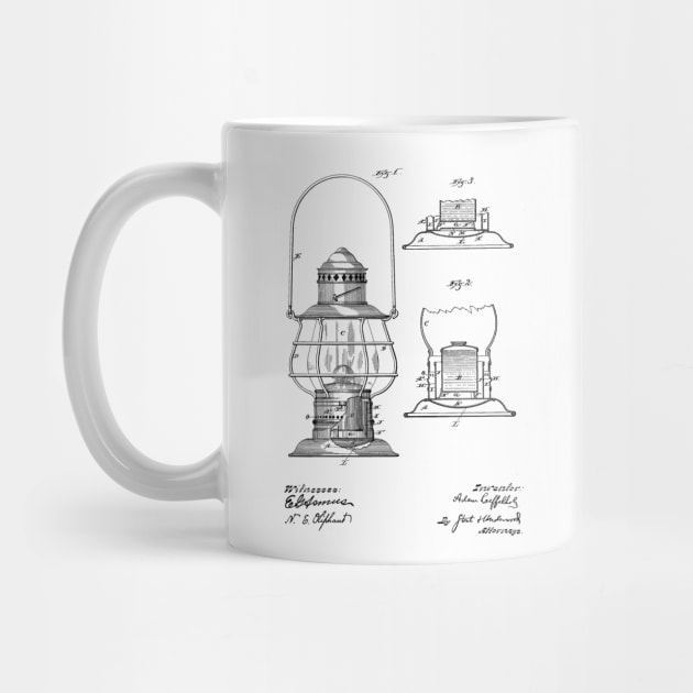 Lantern Vintage Patent Hand Drawing by TheYoungDesigns